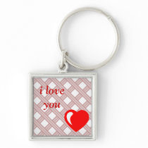 I love you romantic illustration key chain
