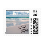I Love You, Sand Writing on the Beach Postage Stamps