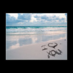 I Love You, Sand Writing on the Beach Postcard