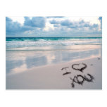 I Love You, Sand Writing on the Beach Postcard