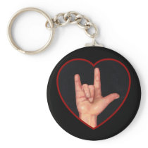 I LOVE YOU SIGN LANGUAGE ON BLACK KEY CHAIN