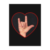 I LOVE YOU SIGN LANGUAGE ON BLACK postcards by joyart I LOVE YOU SIGN LANGUAGE ON BLACK postcards