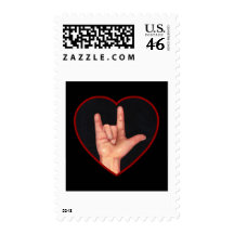 I LOVE YOU SIGN LANGUAGE ON BLACK STAMPS