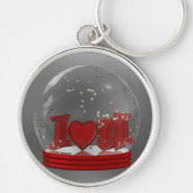 I Love You Snow Globe Key Chains