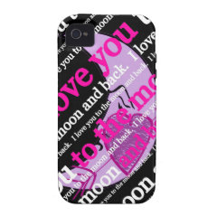I love you to the moon and back typography Case-Mate iPhone 4 cases