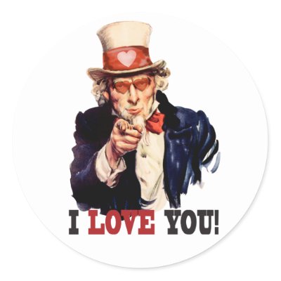 I Love You - Uncle Sam Style Valentine Sticker by spacedust