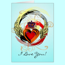 "I Love You" Winged Heart, Greeting Card cards