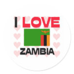 I Love Zambia Round Stickers