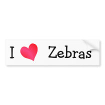 I Love Zebras bumper stickers by definingyou I Love Zebras bumper stickers