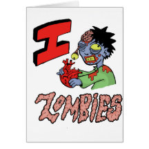 I LOVE ZOMBIES finished 3 Greeting Card