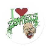 I Love Zombies Stickers