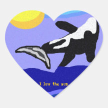 I Luv the Sun Orca Whale heart sticker