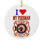 I LUY MY FIREMAN ORNAMENTS