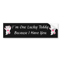 I´m One Lucky Teddy (pink) bumper stickers