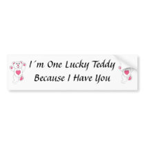 I´m One Lucky Teddy (pink) bumper stickers