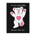 I�m One Lucky Teddy (pink) postcard
