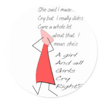 I Made Her Cry--Story Art Gifts stickers by gabelstories I Made Her Cry--Story Art Gifts stickers