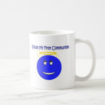 I Made My First Communion Blue Smiley Mugs