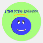 I Made My First Communion Blue Smiley Sticker