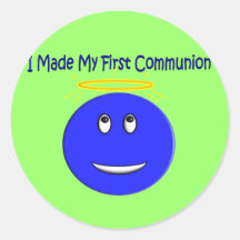 I Made My First Communion Blue Smiley Sticker