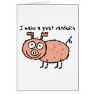  - This cute pig, aka future pork, proudly states that I make a great sandwich.  Dont disappoint him, go out and NOM some pork today.: Sizes 