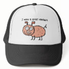 trucker_hat - This cute pig, aka future pork, proudly states that I make a great sandwich.  Dont disappoint him, go out and NOM some pork today.: Sizes  Available colors: white_black