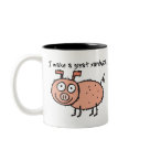 twotone_mug - This cute pig, aka future pork, proudly states that I make a great sandwich.  Dont disappoint him, go out and NOM some pork today.: Sizes  Available colors: black