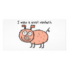 8x4 - This cute pig, aka future pork, proudly states that I make a great sandwich.  Dont disappoint him, go out and NOM some pork today.: Sizes  Available colors: white