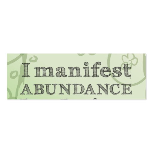 I Manifest Abundance By Being Grateful Affirmation Business Card Template (back side)