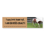 I may look sane, but I AM HORSE CRAZY! Bumper Stickers
