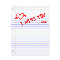 i miss you : notebook paper post cards