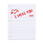 i miss you : notebook paper post cards