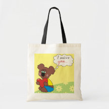 I miss you Sad Teddy Bear Cute Bags