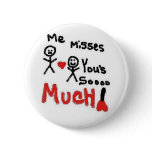 I Miss You So Much Cartoon Pinback Buttons