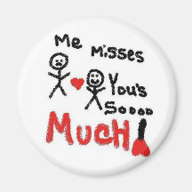 I Miss You So Much Cartoon Refrigerator Magnets