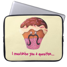 I Mustache you a question Cupcake Computer Sleeves