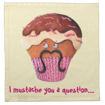 I Mustache you a question Cupcake Printed Napkin
