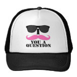 I Mustache You A Question Pink with Sunglasses Mesh Hats