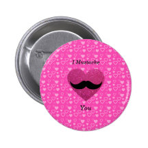 I mustache you hearts pinback buttons