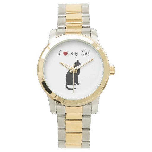 I ❤ my cat lovely silhouette design watch