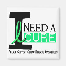 I NEED A CURE 1 CELIAC DISEASE T-Shirts Magnet