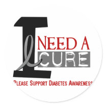 I NEED A CURE 1 DIABETES T-Shirts Round Stickers
