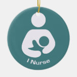 I Nurse Breastfeeding Icon - Teal Christmas Tree Ornaments