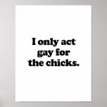 I only act gay for the chicks .png poster