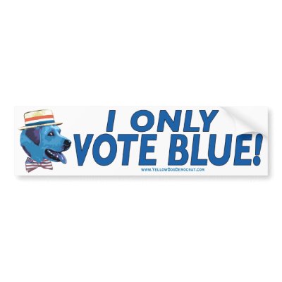 I Only Vote Blue Bumper Sticker  by yellowdogdemocrat