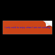 I only work to enjoy when I am not working bumper bumper stickers