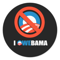 I OWEBAMA ROUND STICKERS