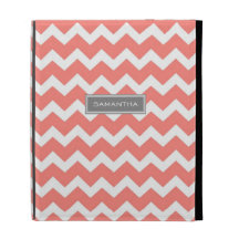 i Pad Coral Chevron Custom Name iPad Case