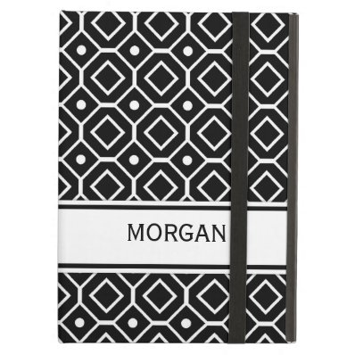 i Pad Custom Name Black Geometric Pattern iPad Cases