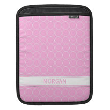 i Pad Custom Name Pink White Circles Pattern iPad Sleeve